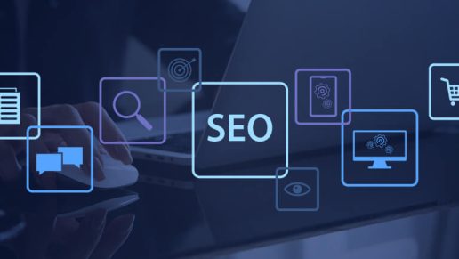 blue SEO symbols and icons